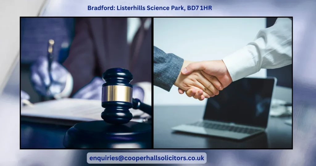 Legal services graphic showing a judge's gavel beside professionals shaking hands, representing expert support to check CICA claim progress, track compensation status, and manage Criminal Injuries Compensation Authority claims in Bradford.