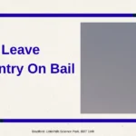 Informational graphic titled 'Can You Leave The Country On Bail' with an aircraft image, symbolizing international travel restrictions, court-approved bail conditions, and legal advice for defendants in the UK.